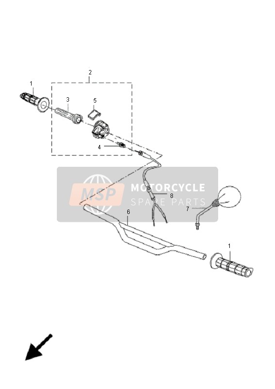 Yamaha DT50R-SM 2011 Manija de dirección & Cable para un 2011 Yamaha DT50R-SM